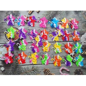 24 Packs Bulk Monkey Mini Pop Fidget Key Chain，Boys Girls Kids Birthday Party Favors Supplies Student Prizes Gifts