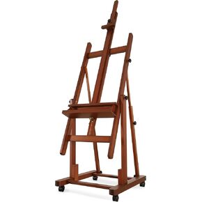 VISWIN Heavy-Duty Extra Large H Frame Easel, Hold Canvas to 82", Tilts Flat, Professional Solid Beech Wood Studio Artist Easel with Storage, Wheels, Adjustable Art Easel Stand for Painting Adult - N