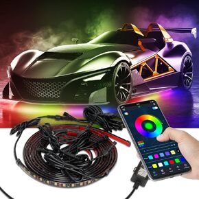 OPP ULITE Car Underglow Light Strip Dream Chasing Color, Upgraded Silicone Material, 212 Modes, 252pcs Led, APP Control Underbody Lights, 90&120CM, 4PC Pack