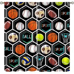 Boys Teens Shoes Curtains Basketball Modern Colorful Sports Sneaker Cloth Faric Blackout Drapes for Living Room Kitchen Cafe Bedroom Office Dining Room 42x45 in