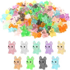 135pcs Luminous Mini Resin Dogs, Cute Miniature Dog Figures Tiny Small Resin Dog Figures Glow in The Dark Mini Resin Animals for Home Miniature Landscape Cake Decoration