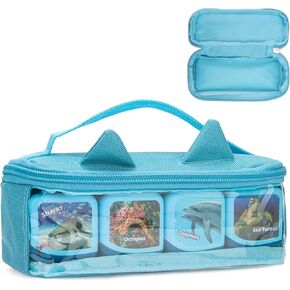 Carrying Case Compatible with Toniebox, Tonis Case Bag for Tonie Figures Characters,Tonies Marine Life Clever Set, Bag for 4-16 Tonie Characters, Storage Bag with Handle Bar(Blue)
