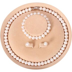 Natural Freshwater Pearl Necklace Set for Women | including Pearl Bracelet and Pearls Earrings | White Pearls Jewelry Set for Mother