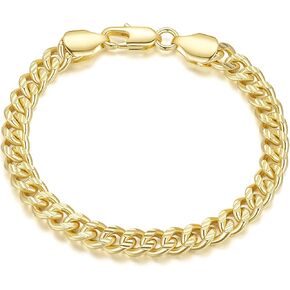 ERIN MARIE 14K Gold Bracelets Cuban Link Chain Bracelets for Women Men Sturdy 14K Gold Chain Bracelet Stack Women’s Men’s Bracelets With Gifts Box 6.5'' 7'' 7.5'' 8'' 9''