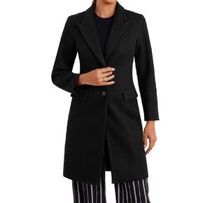 Allegra K Winter Coat for Women's Notch Lapel Mid-Long Single Breasted Overcoat Pea Coats