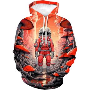 Men Novelty Mushroom Planet Astronaut Printing Hoodie Sweatshirts Magic Astronaut Hoodies Hooded in Kuwait