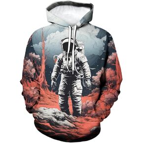 Men Novelty Mushroom Planet Astronaut Printing Hoodie Sweatshirts Magic Astronaut Hoodies Hooded