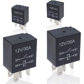 4 Pcs Car Waterproof Stable Relay,5-Pin Relay,12v 30a Relay, Auto Relay Switch, Universal for Car Motor Replacement Accessories, Fit for Most Models (Black)