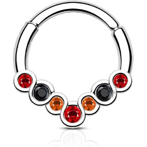 COCHARM Multicolor Septum Rings 16g V-Shape Septum Hoops 8mm Alternating Mix Color Septum Jewelry Dainty Women Septum Piercing Mix Color Daith Earrings 16g Daith Jewelry