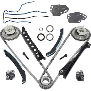 GDO Engine Timing Chain Kit Cam Phaser Camshaft Drive Phaser Repair Kit 3R2Z-6A257-DA For 2004 2013 5.4L 3V 24 Valve Triton Ford Expedition, F-150, F-250, F-350 Super Duty, Lincoln Mark LT, Navigator