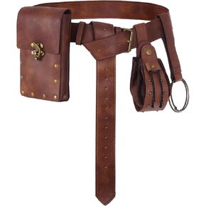 Retro Leather Belt Pouch Phone Holder Purse Medieval Waist Bags Renaissance Costume Accessories for Cosplay Costume Casual Hiking Festival