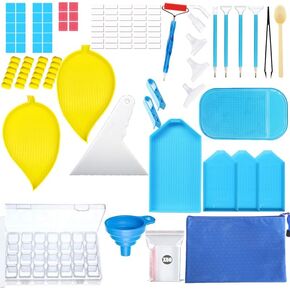 Liccyy 174PCS 5D Diamond Art Painting Tools Accessories Kits with Supplies Gem Storage Box, Painting Pens, Replacement Tips, Trays, Roller, Diamond Art Wax,Funnel,Tweezers for DIY Bead Art Craft