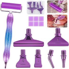 Taobido Ergonomic Diamond Painting Art Pen Accessories Kits with 6 Metal Tips, 6 Painting Glue Clay, Roller,Multi Placer Tips for DIY Crafts