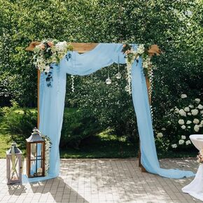 Wedding Arch Draping Fabric,63" x 32Ft Wedding Arch Drapes Champagne Tulle Fabric Drapery Sheer Backdrop Curtains for Wedding Ceremony Arch Stage Party Ceiling Decorations