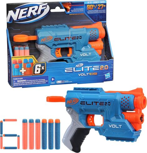 Nerf Elite 2.0 Volt SD-1 Blaster, 6 Official Nerf Darts, 2 Tactical Rails to Customize for Battle, Christmas Stocking Stuffers for Kids Ages 8 and Up in Saudi Arabia