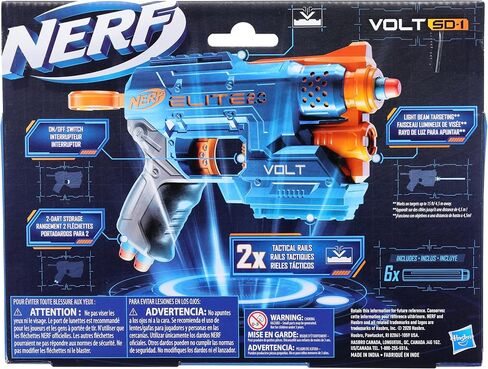 Nerf Elite 2.0 Volt SD-1 Blaster, 6 Official Nerf Darts, 2 Tactical Rails to Customize for Battle, Christmas Stocking Stuffers for Kids Ages 8 and Up in Saudi Arabia