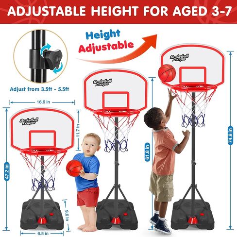 AOKESI Toddler Basketball Hoop Indoor for Age 1-3, Adjustable Mini Basketball Hoop, Kids Basketball Goal Outdoor Sport Poolside Game Birthday Christmas Toys Gifts for Baby Boys Girls 2 3 4 5 in Saudi Arabia