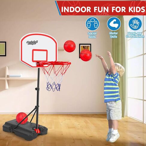 AOKESI Toddler Basketball Hoop Indoor for Age 1-3, Adjustable Mini Basketball Hoop, Kids Basketball Goal Outdoor Sport Poolside Game Birthday Christmas Toys Gifts for Baby Boys Girls 2 3 4 5 in Saudi Arabia