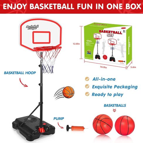 AOKESI Toddler Basketball Hoop Indoor for Age 1-3, Adjustable Mini Basketball Hoop, Kids Basketball Goal Outdoor Sport Poolside Game Birthday Christmas Toys Gifts for Baby Boys Girls 2 3 4 5 in Saudi Arabia