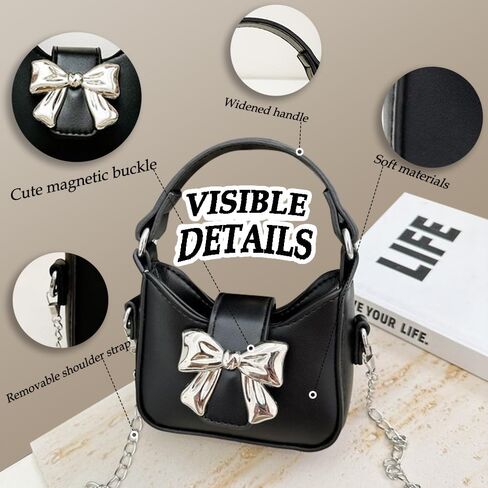 محفظة صغيرة تمر بالجسم، حقيبة كتف بإبزيم مغناطيسي على شكل فيونكة، فكرة هدية رائعة للفتيات الصغيرات in Kuwait