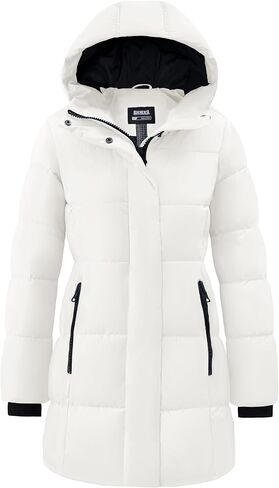 Skieer Women's Winter Coat Warm Padded Long Puffer Jacket Waterproof Hooded Snow Coat in Kuwait