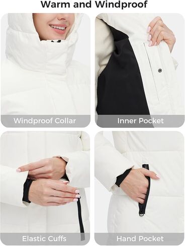 Skieer Women's Winter Coat Warm Padded Long Puffer Jacket Waterproof Hooded Snow Coat in Kuwait