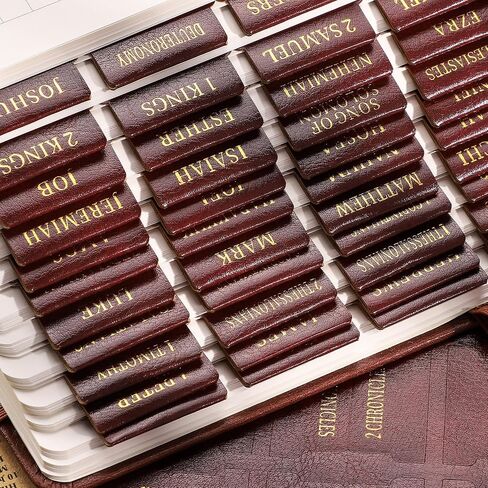 RETTACY Bible Tabs, Leather Bible Tabs, Large Size, Bible Tabs for Men, Bible Study Supplies, 66 Bible Tabs for Old and New Testament, Additional 21 Tabs for Apocrypha, 9 Blank Tabs (Brown) in Kuwait