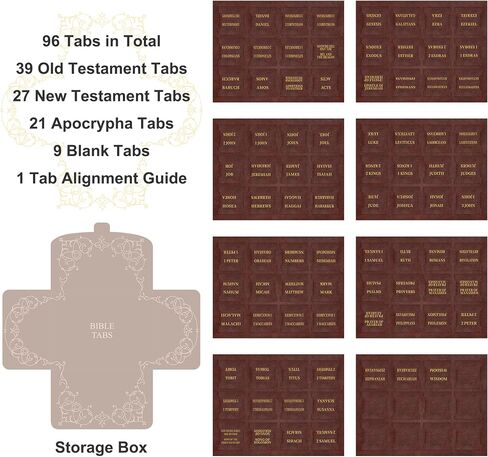 RETTACY Bible Tabs, Leather Bible Tabs, Large Size, Bible Tabs for Men, Bible Study Supplies, 66 Bible Tabs for Old and New Testament, Additional 21 Tabs for Apocrypha, 9 Blank Tabs (Brown) in Kuwait