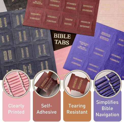 RETTACY Bible Tabs, Leather Bible Tabs, Large Size, Bible Tabs for Men, Bible Study Supplies, 66 Bible Tabs for Old and New Testament, Additional 21 Tabs for Apocrypha, 9 Blank Tabs (Brown) in Kuwait