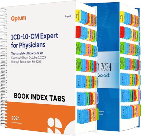 علامات تبويب الفهرس لـ ICD-10-CM 2024، كتاب الرموز الرسمي الكامل (إصدار AMA/Opt)، 70 علامة تبويب مغلفة، علامات تبويب فارغة متضمنة، مع دليل المحاذاة وعلامة مرجعية (الكتاب غير متضمن) in Saudi Arabia