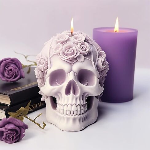 Large Skull Candle Molds with Wick Pin and 50 Wicks,3PCS Halloween Silicone Candle Molds for Candle Making,3D Skull Resin Wax Candle Silicone Molds in Kuwait