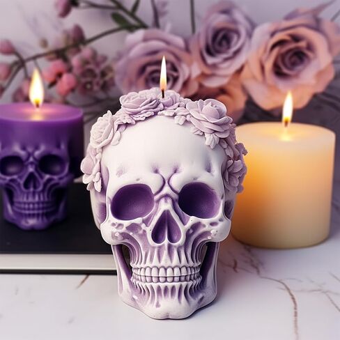 Large Skull Candle Molds with Wick Pin and 50 Wicks,3PCS Halloween Silicone Candle Molds for Candle Making,3D Skull Resin Wax Candle Silicone Molds in Kuwait