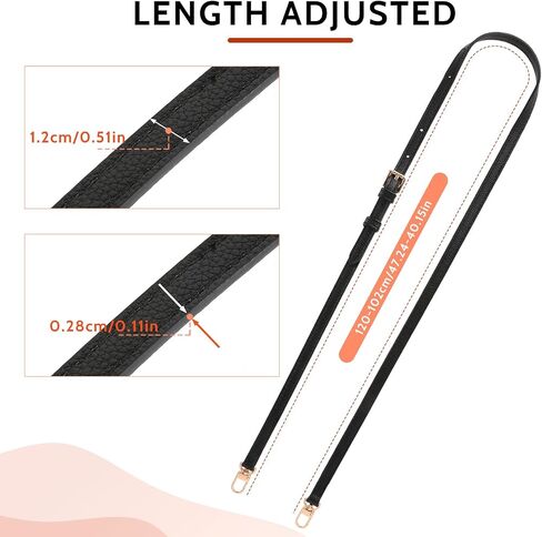 Purse Strap Leather Adjustable Replacement Straps for Handbags Crossbody Shoulder Bag Purse Straps, 40-47 Inch, Black in Saudi Arabia