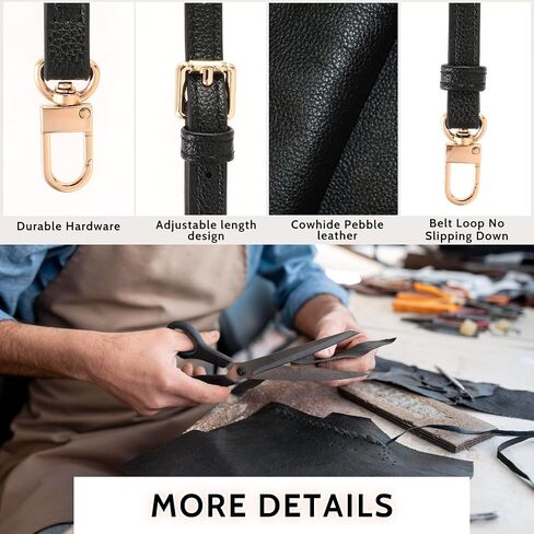 Purse Strap Leather Adjustable Replacement Straps for Handbags Crossbody Shoulder Bag Purse Straps, 40-47 Inch, Black in Saudi Arabia