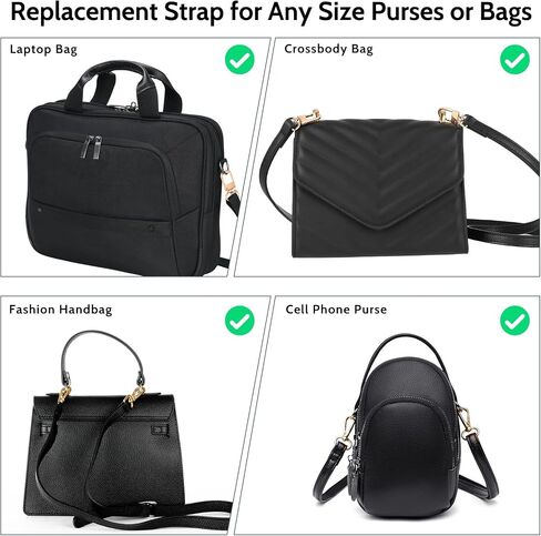 Purse Strap Leather Adjustable Replacement Straps for Handbags Crossbody Shoulder Bag Purse Straps, 40-47 Inch, Black in Saudi Arabia