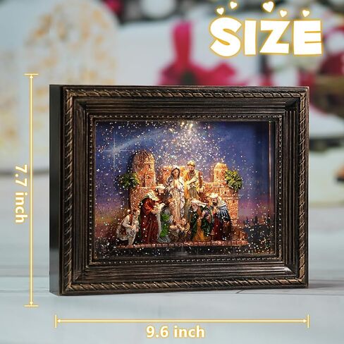 Nativity Christmas Snow Globes, Nativity Scene Indoor Christmas Snow Globe Lantern Decorations, Musical Snow Globe with 6-Hours Timer, Glitter Large Snow Globe - USB & Battery Operated in Saudi Arabia