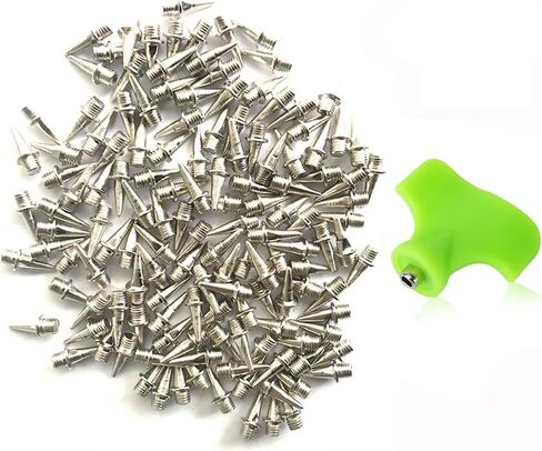 AUGSUN 110pcs 3/8inch المسار الفولاذ المقاوم للصدأ والمسامير عبر البلاد مع مفتاح ربط، المسامير البديلة لأحذية الجري القصيرة الرياضية Sprint in Kuwait