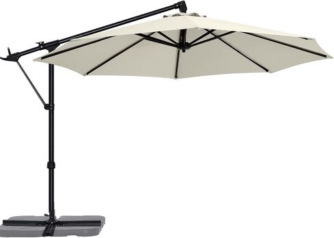 ABCCANOPY 10FT مظلة ناتئ إزاحة مظلات الفناء، مظلة فناء معلقة مع قاعدة متقاطعة وكرنك، مظلة خارجية للحديقة، سطح السفينة، حمام السباحة، ساحة (رمادي داكن) in Kuwait