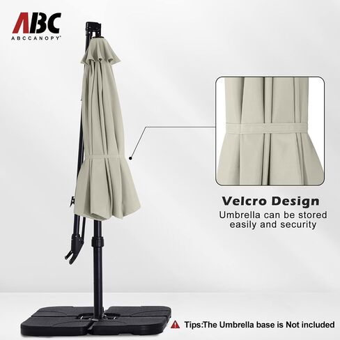 ABCCANOPY 10FT مظلة ناتئ إزاحة مظلات الفناء، مظلة فناء معلقة مع قاعدة متقاطعة وكرنك، مظلة خارجية للحديقة، سطح السفينة، حمام السباحة، ساحة (رمادي داكن) in Kuwait