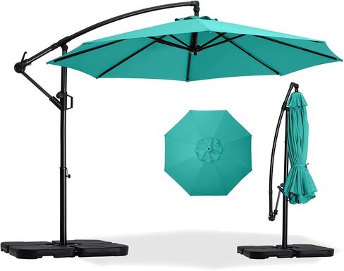 ABCCANOPY 10FT مظلة ناتئ إزاحة مظلات الفناء، مظلة فناء معلقة مع قاعدة متقاطعة وكرنك، مظلة خارجية للحديقة، سطح السفينة، حمام السباحة، ساحة (رمادي داكن) in Kuwait