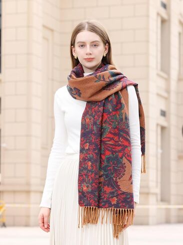 Wander Agio Warm Fashion Scarf Long Shawl Blanket Winter Wraps Scarves for Women Cashmere Jacquard Vintage Paisley Pattern in Kuwait