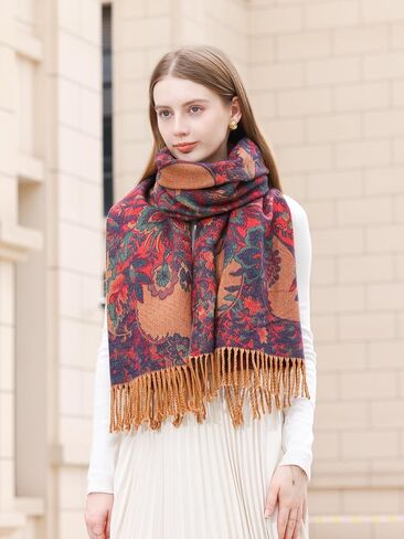 Wander Agio Warm Fashion Scarf Long Shawl Blanket Winter Wraps Scarves for Women Cashmere Jacquard Vintage Paisley Pattern in Kuwait