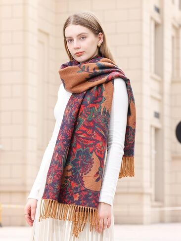 Wander Agio Warm Fashion Scarf Long Shawl Blanket Winter Wraps Scarves for Women Cashmere Jacquard Vintage Paisley Pattern in Kuwait