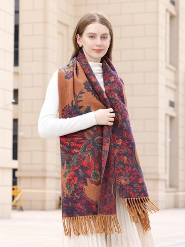 Wander Agio Warm Fashion Scarf Long Shawl Blanket Winter Wraps Scarves for Women Cashmere Jacquard Vintage Paisley Pattern in Kuwait