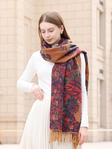 Wander Agio Warm Fashion Scarf Long Shawl Blanket Winter Wraps Scarves for Women Cashmere Jacquard Vintage Paisley Pattern in Kuwait