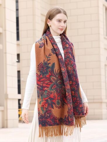 Wander Agio Warm Fashion Scarf Long Shawl Blanket Winter Wraps Scarves for Women Cashmere Jacquard Vintage Paisley Pattern in Kuwait