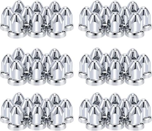 33mm Chrome Lug Nut Covers Push On 2.4", ABS Chrome Plastic Push-on Bullet Flanged Lug Nut Covers for Semi Trucks (20) in Saudi Arabia