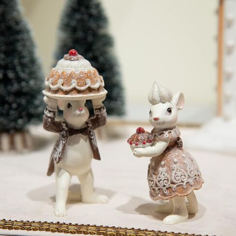Braxio Gingerbread Christmas Mouse Collectible Figurine - Christmas Tabletop Decorations Set of 2 Christmas Figurine in Saudi Arabia