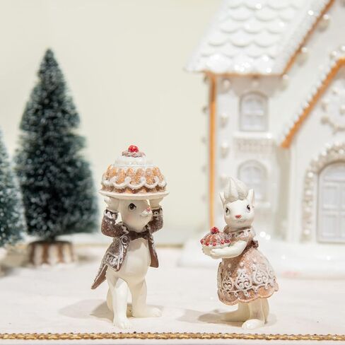 Braxio Gingerbread Christmas Mouse Collectible Figurine - Christmas Tabletop Decorations Set of 2 Christmas Figurine in Saudi Arabia