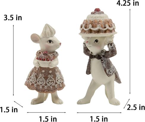 Braxio Gingerbread Christmas Mouse Collectible Figurine - Christmas Tabletop Decorations Set of 2 Christmas Figurine in Saudi Arabia